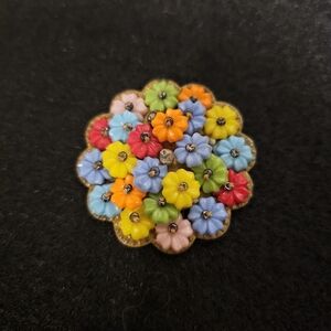 Vintage unsigned early Myriam Haskell by frank Hess multi colored molded glass